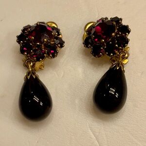 Deep Red and Gold Drop Earrings Austria